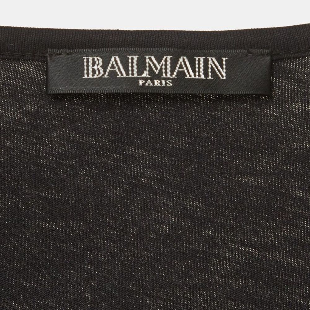 Balmain Black Logo Print Jersey Tank Top M - Picture 4 of 5